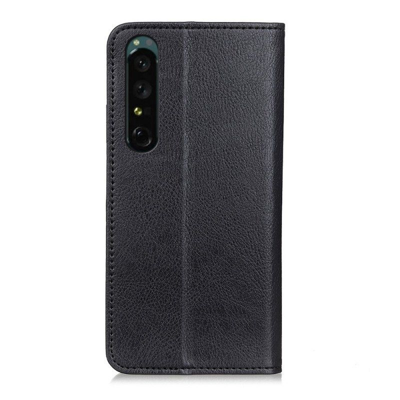 Etui Na Telefon do Sony Xperia 1 IV Etui Folio Skóra Dwoinowa Liczi