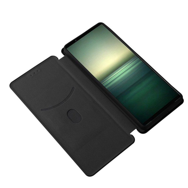 Etui Na Telefon do Sony Xperia 1 IV Etui Folio Tekstura Włókna Węglowego