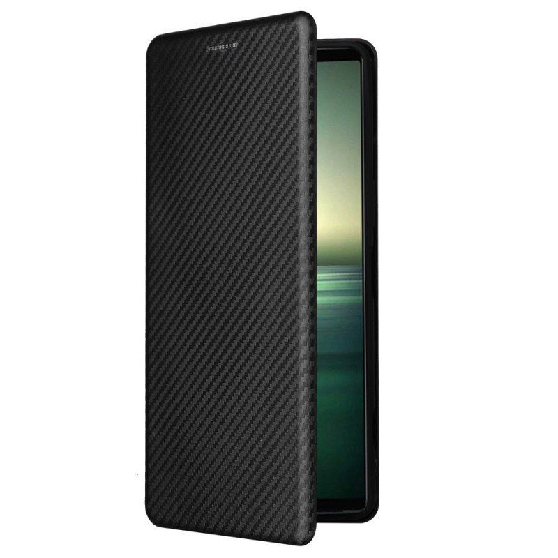 Etui Na Telefon do Sony Xperia 1 IV Etui Folio Tekstura Włókna Węglowego