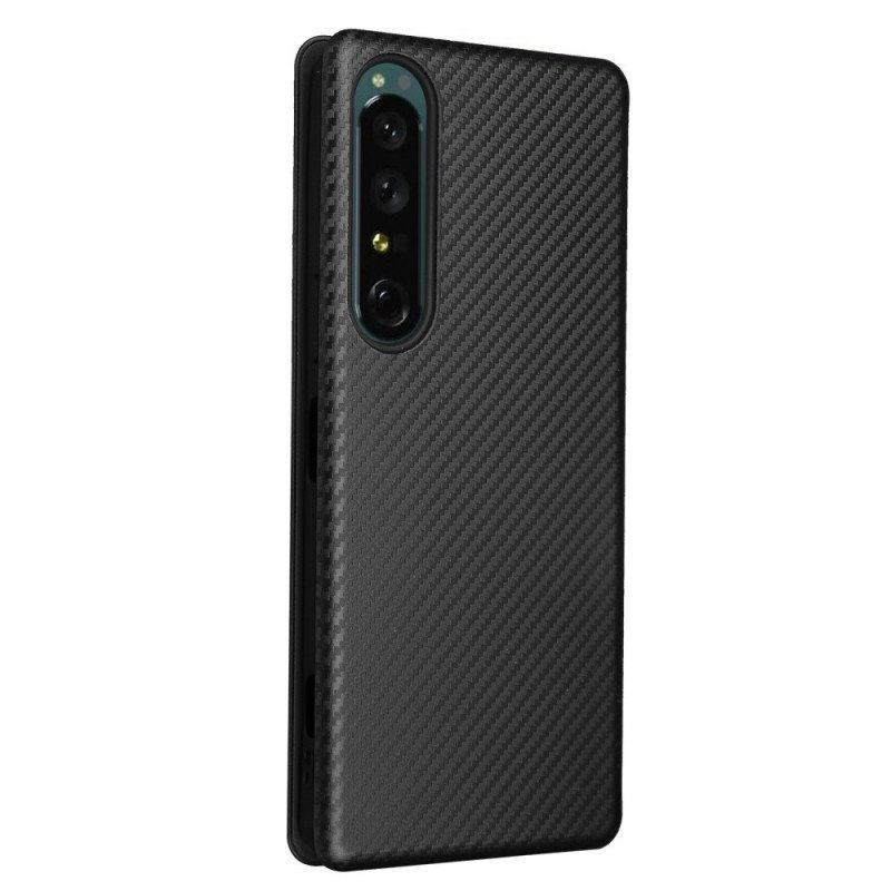 Etui Na Telefon do Sony Xperia 1 IV Etui Folio Tekstura Włókna Węglowego