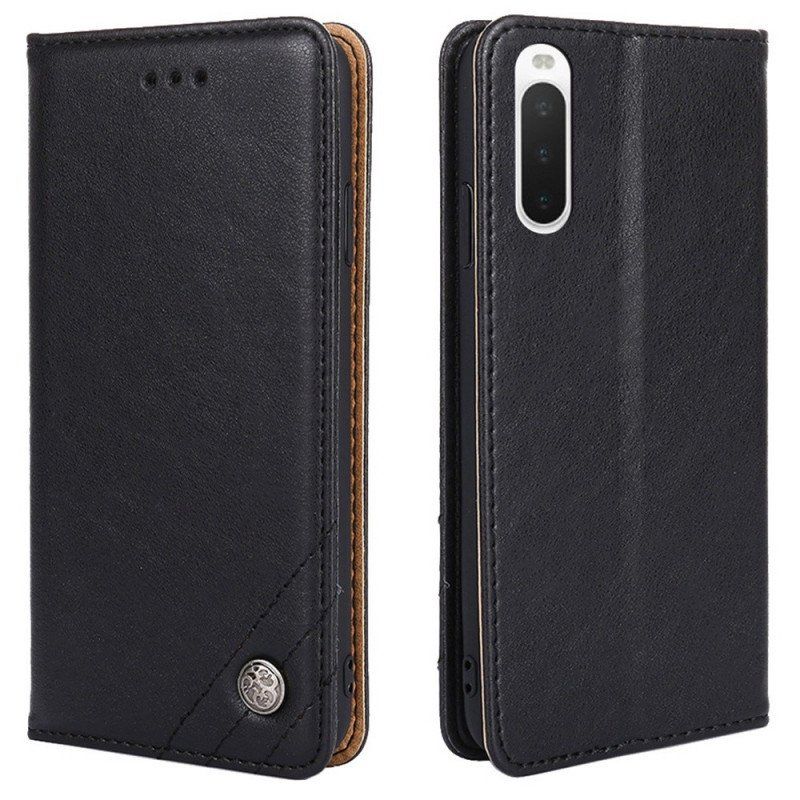 Etui Na Telefon do Sony Xperia 10 IV Etui Folio Ozdobny Nit Ze Sztucznej Skóry