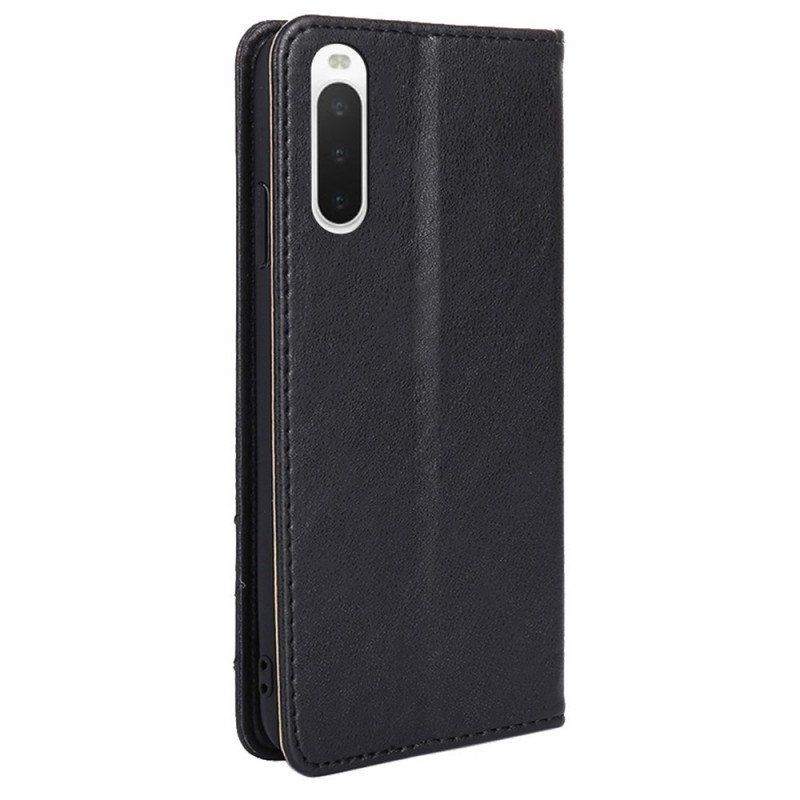 Etui Na Telefon do Sony Xperia 10 IV Etui Folio Ozdobny Nit Ze Sztucznej Skóry