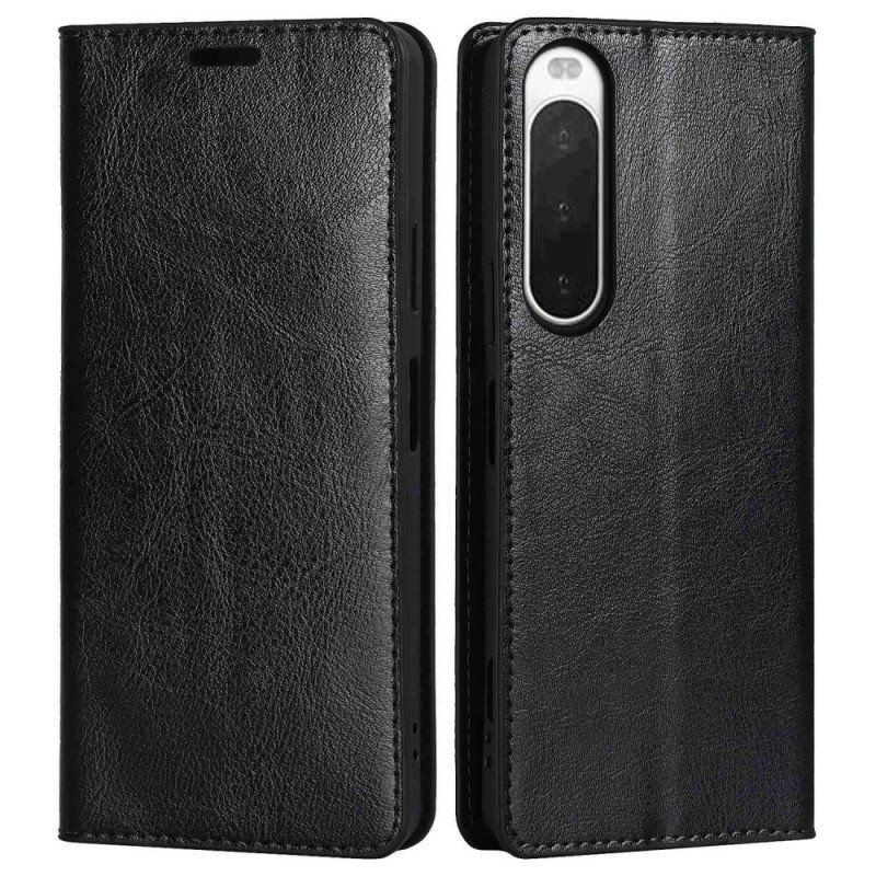 Etui Na Telefon do Sony Xperia 10 IV Etui Folio Prawdziwa Skóra