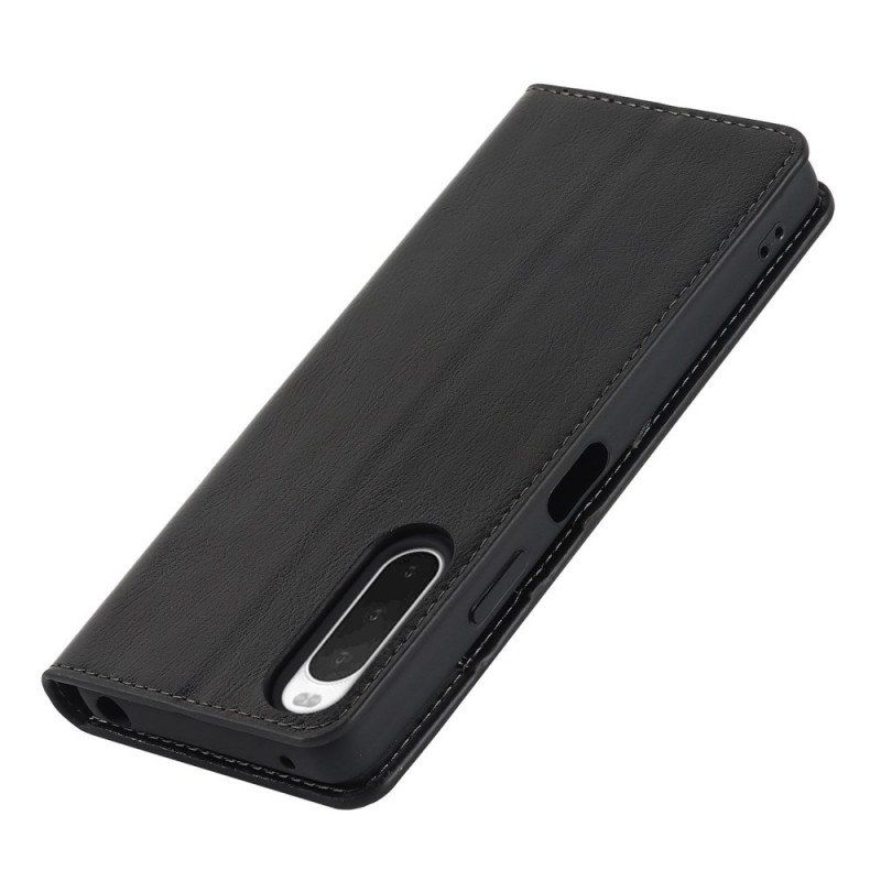 Etui Na Telefon do Sony Xperia 10 IV Etui Folio Prawdziwa Skóra