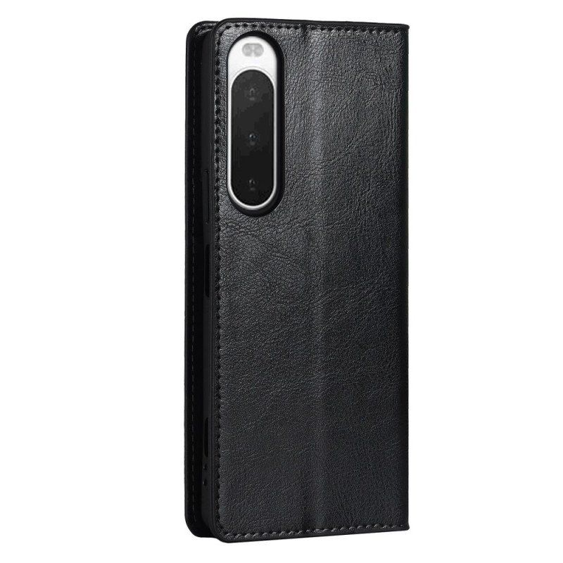 Etui Na Telefon do Sony Xperia 10 IV Etui Folio Prawdziwa Skóra