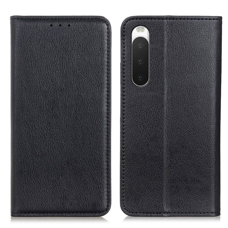 Etui Na Telefon do Sony Xperia 10 IV Etui Folio Skóra Dwoinowa Liczi