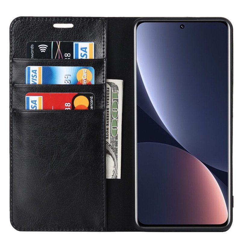 Etui Na Telefon do Xiaomi 12 Pro Etui Folio Prawdziwa Skóra