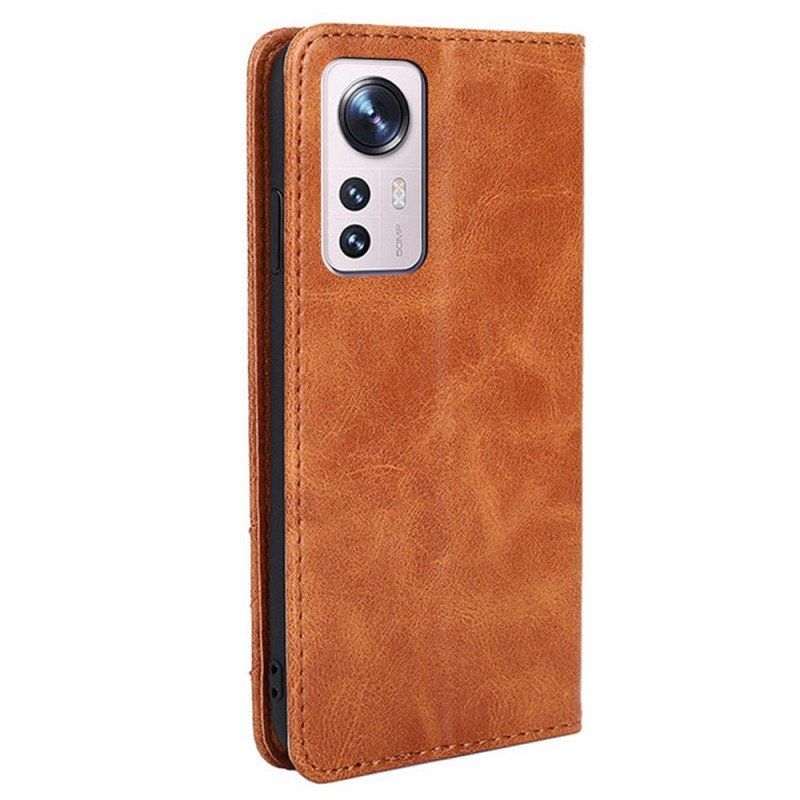 Etui Na Telefon do Xiaomi 12 Pro Etui Folio Stylowy Skórzany Nit