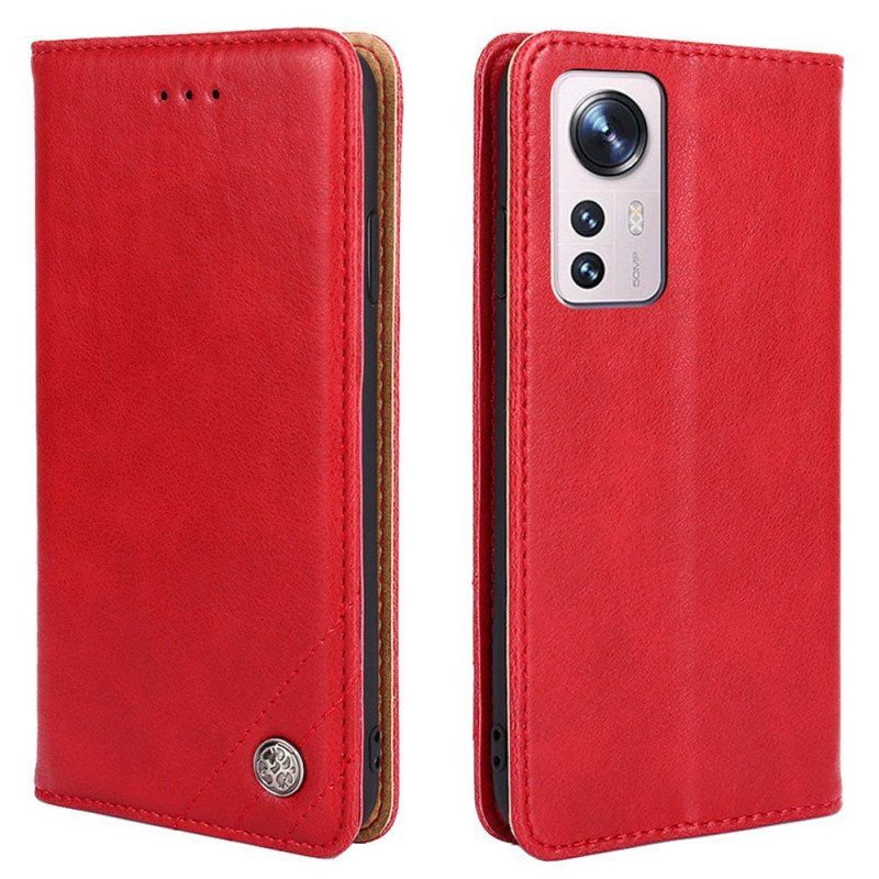 Etui Na Telefon do Xiaomi 12 Pro Etui Folio Stylowy Skórzany Nit