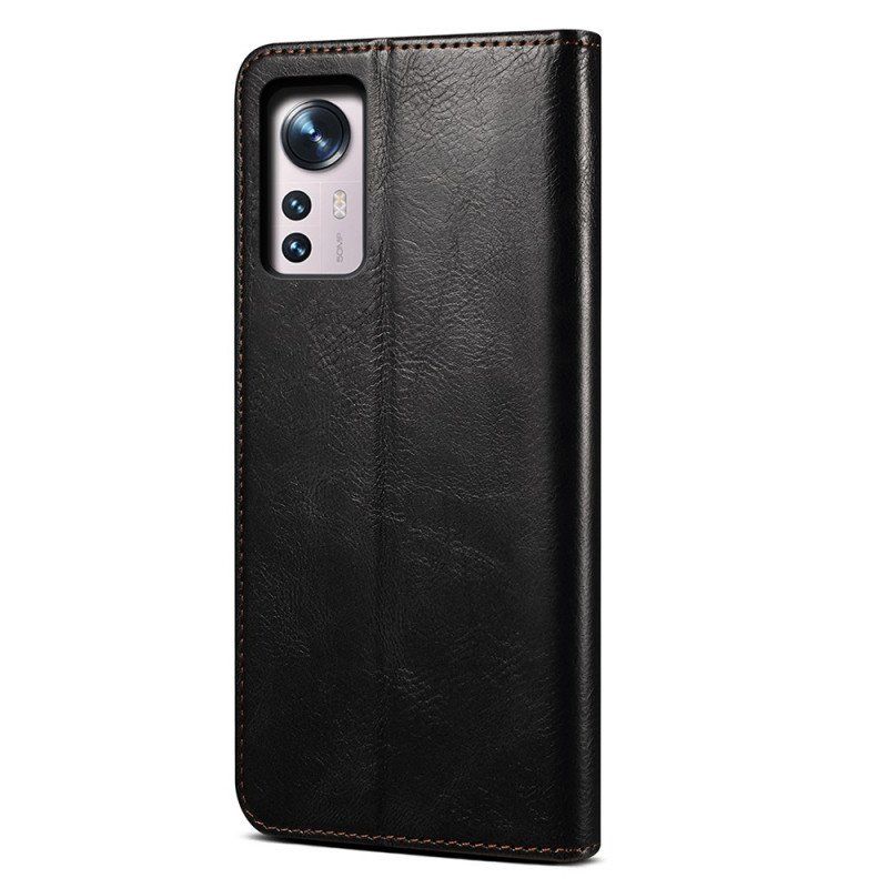 Etui Na Telefon do Xiaomi 12 Pro Etui Folio Woskowana Sztuczna Skóra