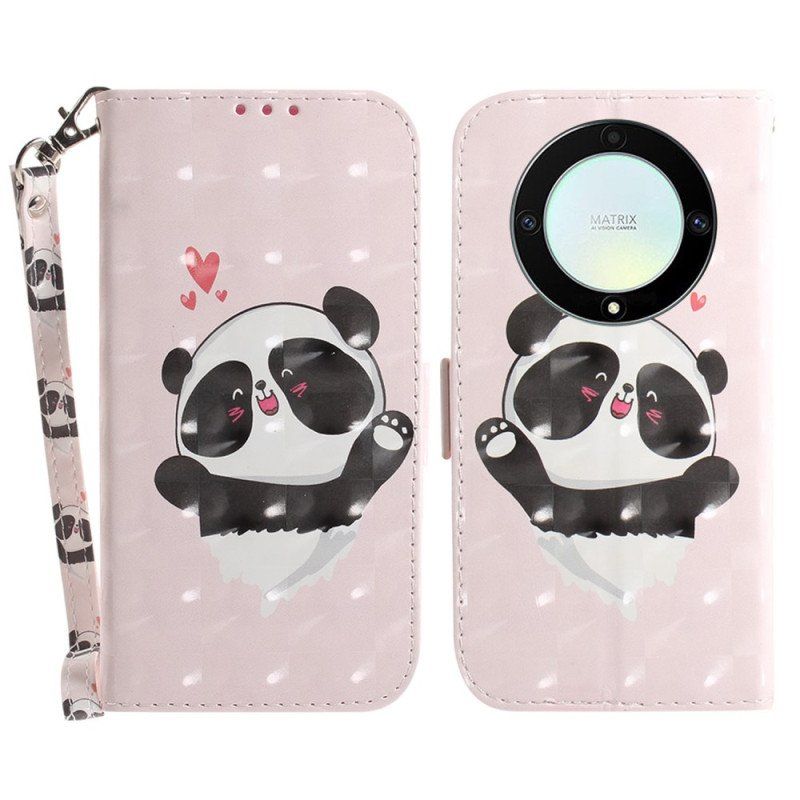 Etui Na Telefon Pokrowce do Honor Magic 5 Lite z Łańcuch Panda Love Ze Smyczą