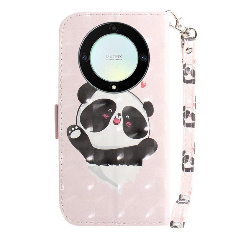 Etui Na Telefon Pokrowce do Honor Magic 5 Lite z Łańcuch Panda Love Ze Smyczą