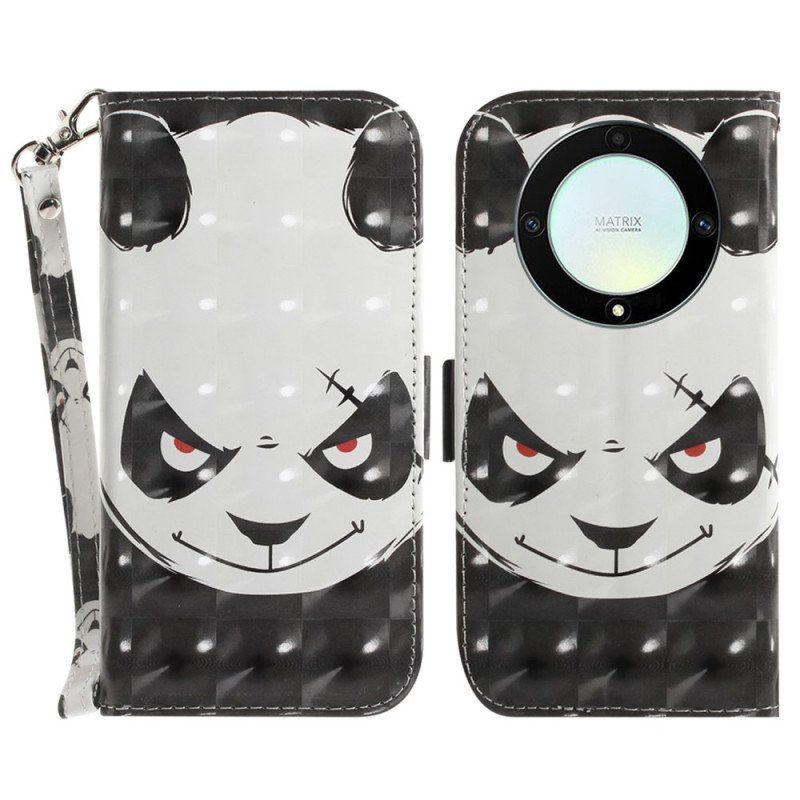 Etui Na Telefon Pokrowce do Honor Magic 5 Lite z Łańcuch Wściekła Panda Ze Smyczą