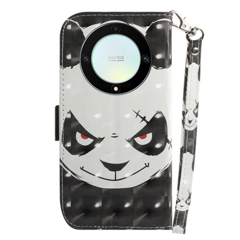 Etui Na Telefon Pokrowce do Honor Magic 5 Lite z Łańcuch Wściekła Panda Ze Smyczą