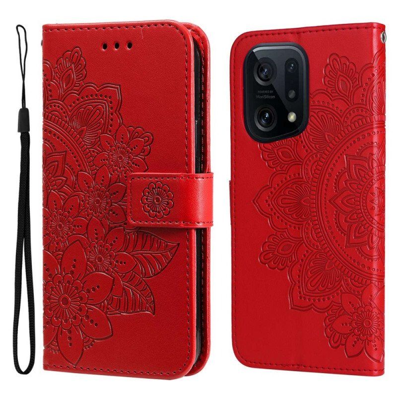 Etui Na Telefon Pokrowce do Oppo Find X5 z Łańcuch Paskowata Mandala