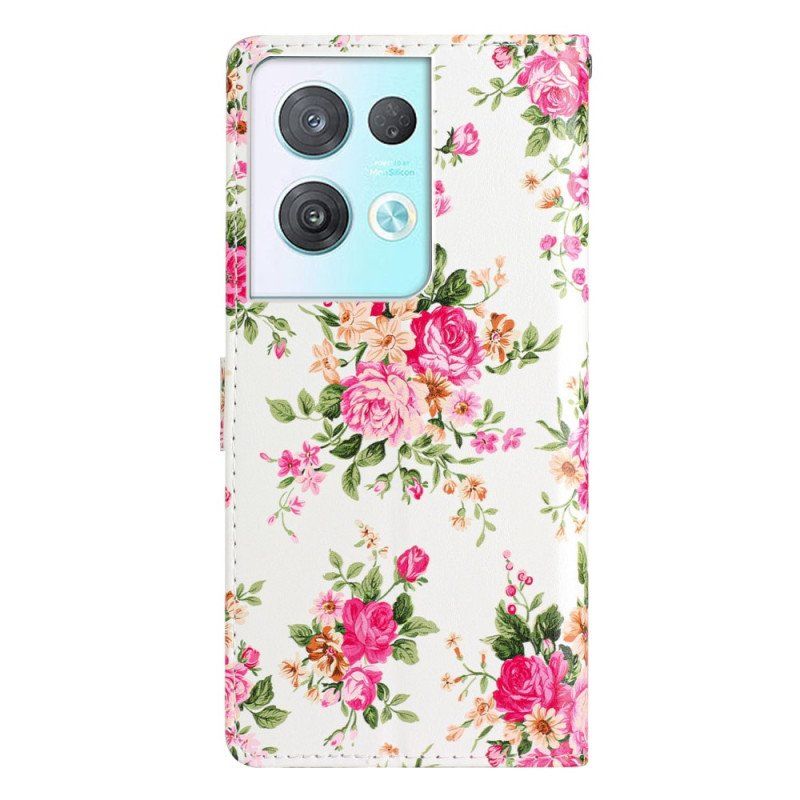 Etui Na Telefon Pokrowce do Oppo Reno 8 Pro z Łańcuch Pasek Liberty Flowers