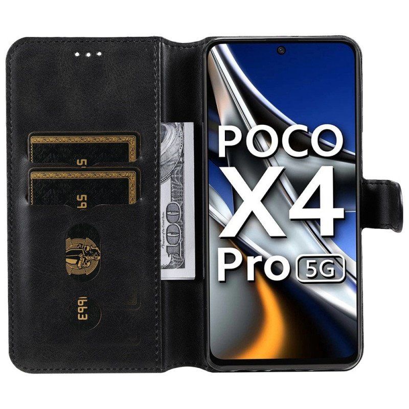 Etui Na Telefon Pokrowce do Poco X4 Pro 5G Klasyczny Efekt Skóry