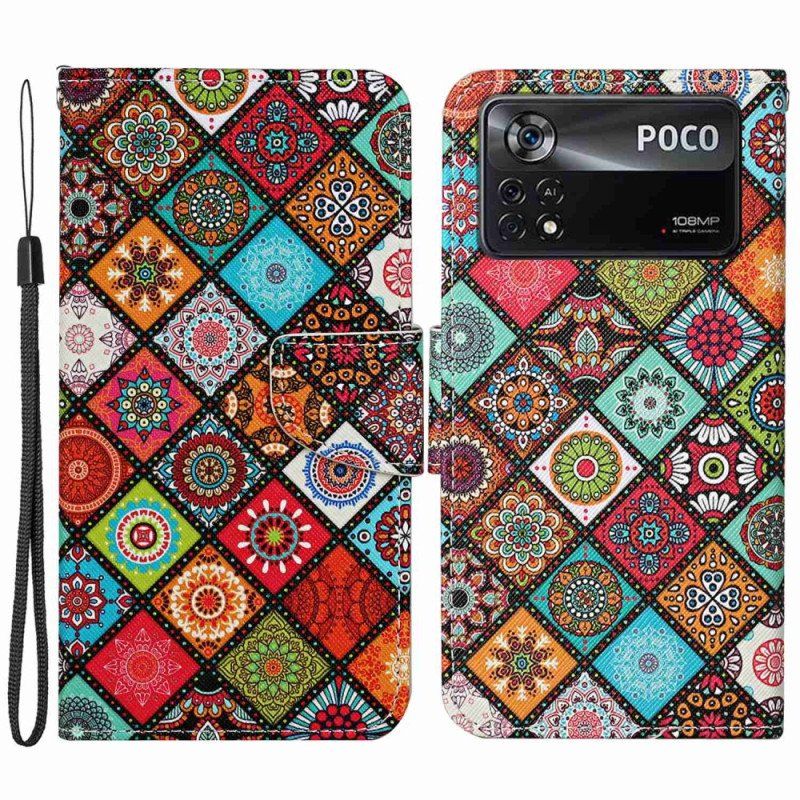 Etui Na Telefon Pokrowce do Poco X4 Pro 5G z Łańcuch Pasiasty Patchwork