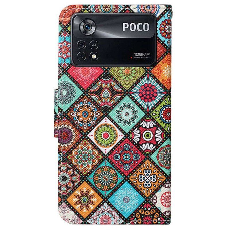 Etui Na Telefon Pokrowce do Poco X4 Pro 5G z Łańcuch Pasiasty Patchwork