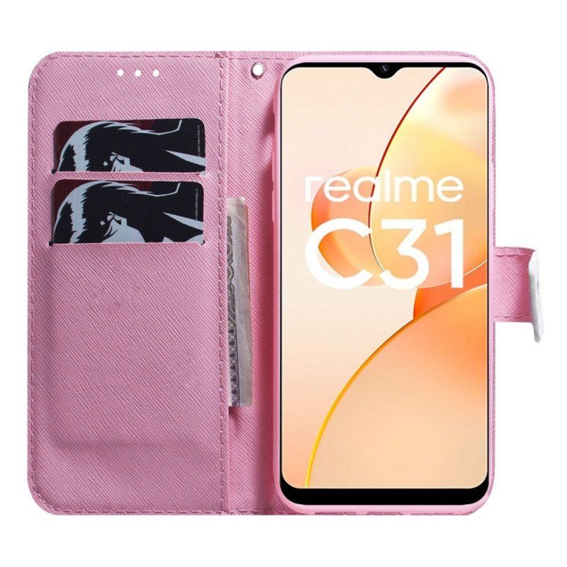 Etui Na Telefon Pokrowce do Realme C35 Różowy Kwiat