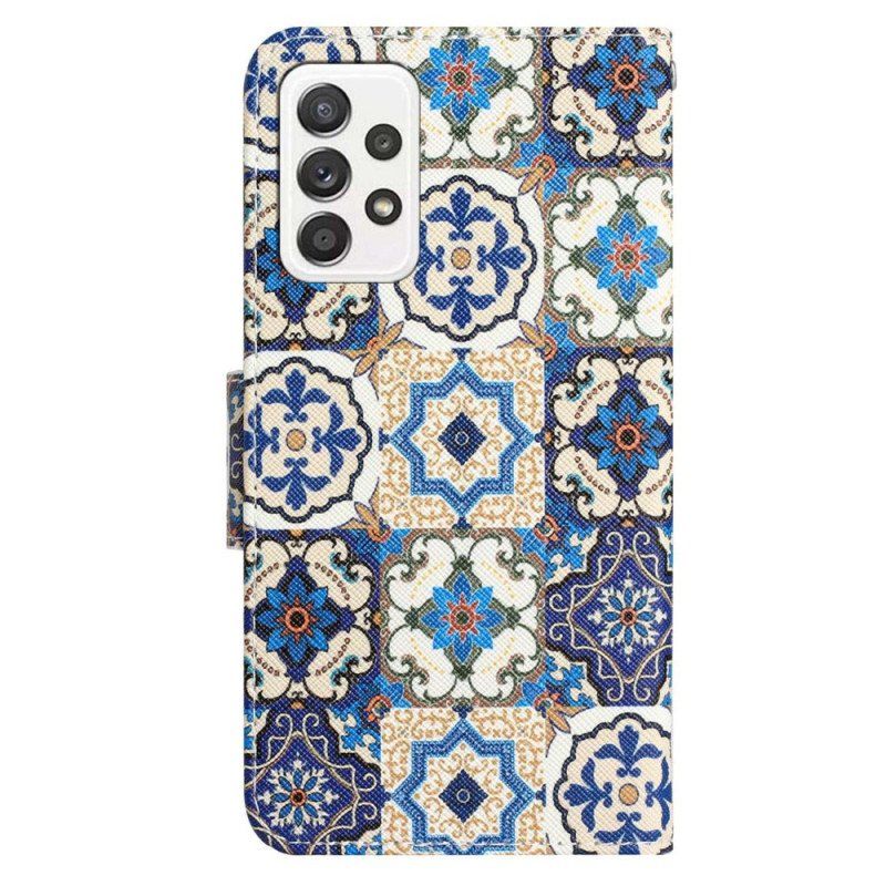 Etui Na Telefon Pokrowce do Samsung Galaxy A53 5G z Łańcuch Pasiasty Patchwork