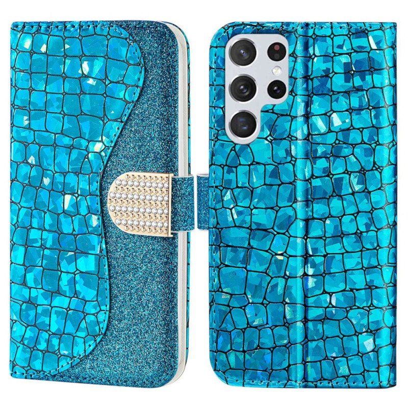 Etui Na Telefon Pokrowce do Samsung Galaxy S23 Ultra 5G Krokodyle Diamenty