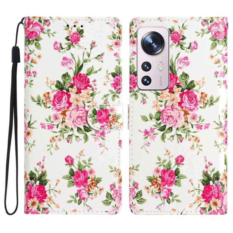 Etui Na Telefon Pokrowce do Xiaomi 12 Lite z Łańcuch Pasek Liberty Flowers