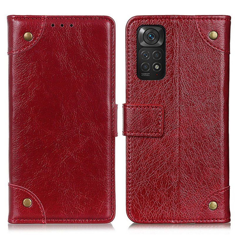 Etui Na Telefon Pokrowce do Xiaomi Redmi Note 11 / 11S Nity W Stylu Vintage Ze Skóry Nappa