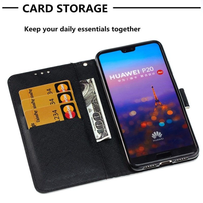 Etui Folio Huawei P20 3D Kwiat Czaszki