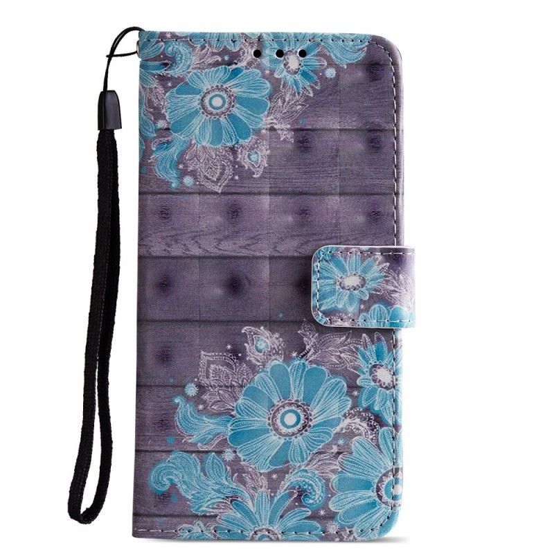 Etui Folio Huawei P20 3D Niebieskie Kwiaty