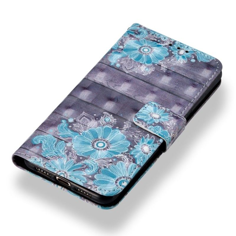 Etui Folio Huawei P20 3D Niebieskie Kwiaty