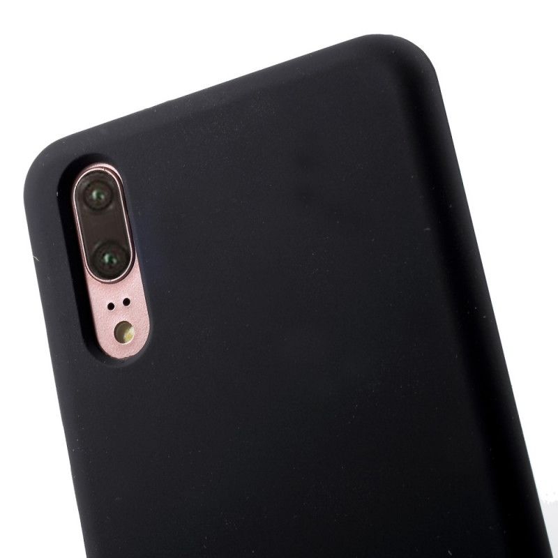 Etui Huawei P20 Biały Czarny Płynny Silikon Premium Etui Ochronne