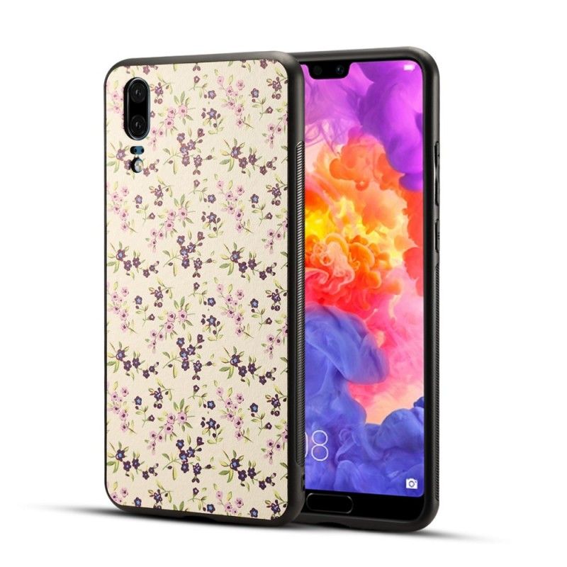 Etui Huawei P20 Fiolet Magenta Kwiaty Liberty Ze Sztucznej Skóry Etui Ochronne