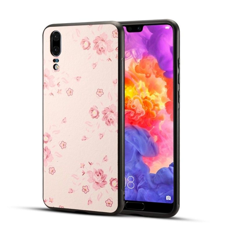 Etui Huawei P20 Fiolet Magenta Kwiaty Liberty Ze Sztucznej Skóry Etui Ochronne