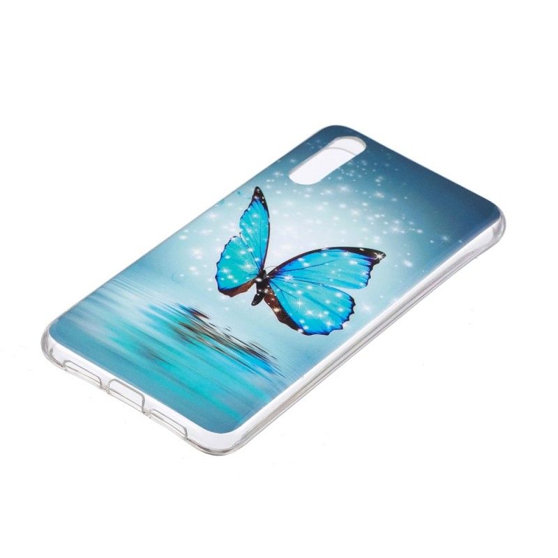 Etui Huawei P20 Fluorescencyjny Niebieski Motyl