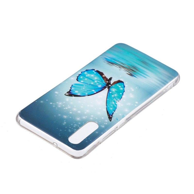 Etui Huawei P20 Fluorescencyjny Niebieski Motyl