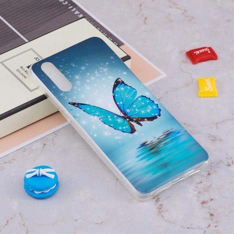 Etui Huawei P20 Fluorescencyjny Niebieski Motyl