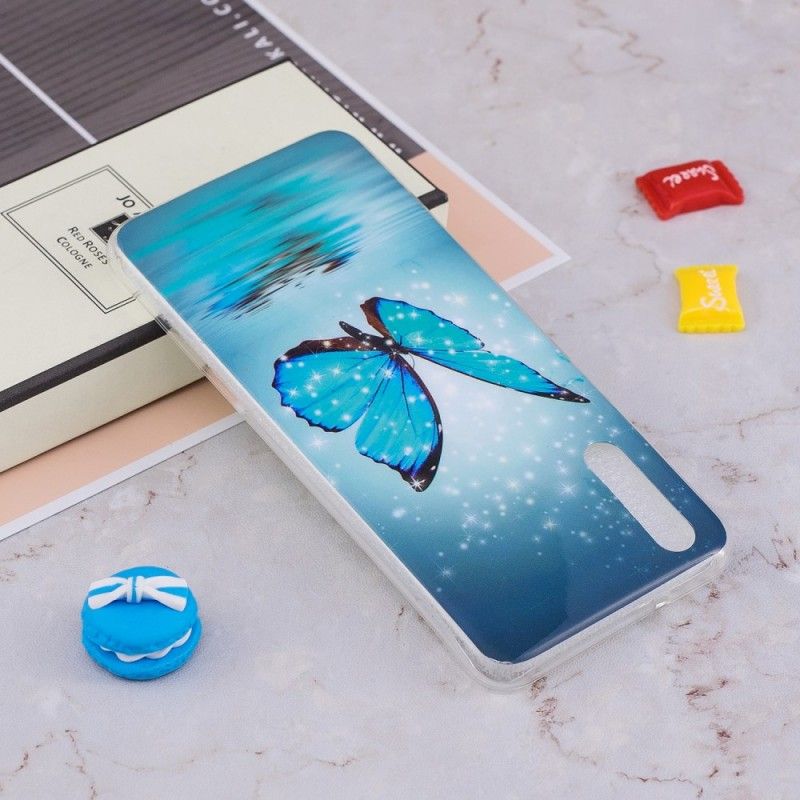 Etui Huawei P20 Fluorescencyjny Niebieski Motyl