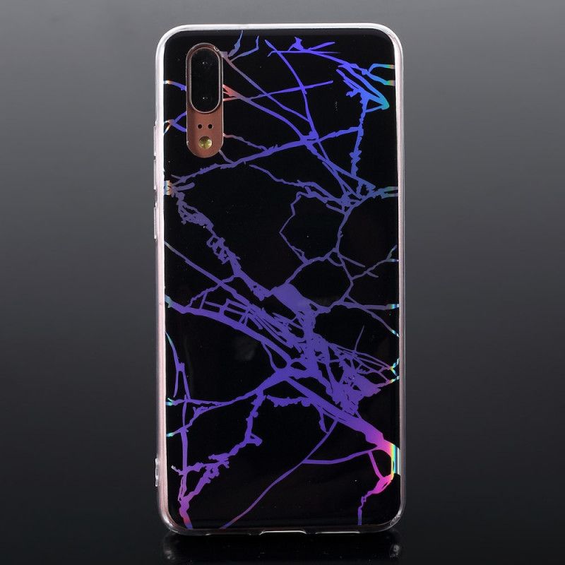 Etui Huawei P20 Różowy Czarny Marmur Laserowy Etui Ochronne