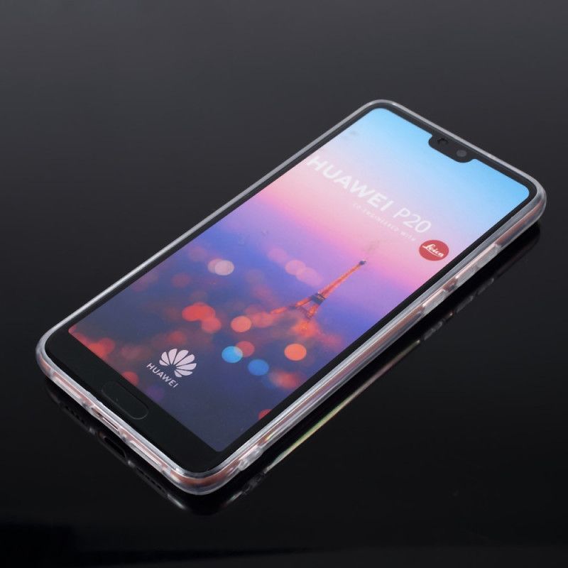 Etui Huawei P20 Różowy Czarny Marmur Laserowy Etui Ochronne