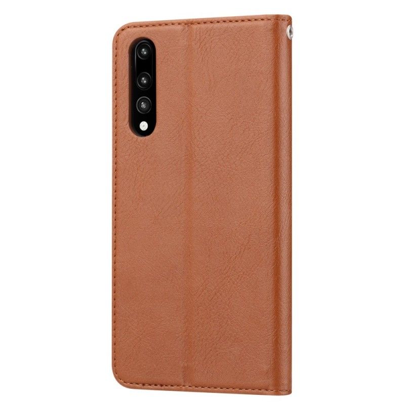 Flip Kotelot Huawei P20 Czerwony Czarny Etui Na Karty Ze Sztucznej Skóry Etui Ochronne