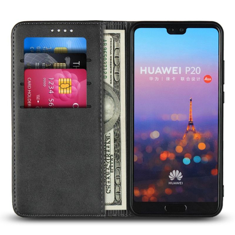 Flip Kotelot Huawei P20 Granatowy Czarny Trzeźwy Styl Skóry