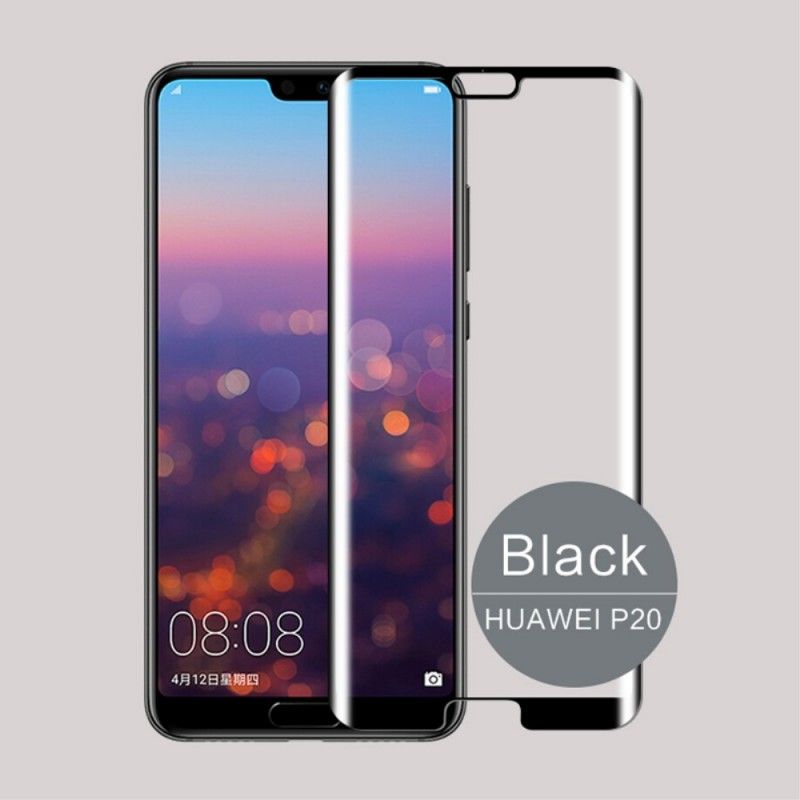 Zakrzywiona Ochrona Ze Szkła Hartowanego Huawei P20 Przezroczysty Czarny Mofi