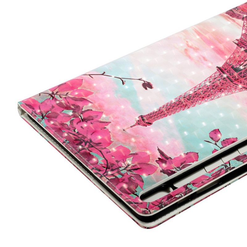 Etui Folio Samsung Galaxy Tab S7 Plus Wieża Eiffla Z Kwiatami Etui Ochronne