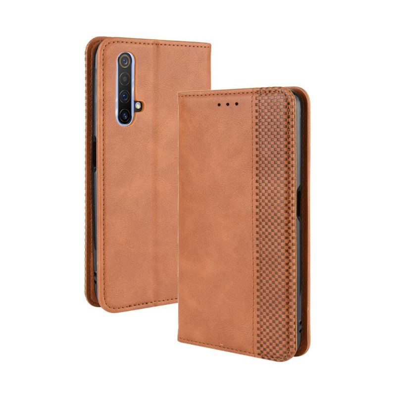 Flip Kotelot Realme X50 Czerwony Czarny Etui na Telefon Stylizowany Efekt Skóry W Stylu Vintage