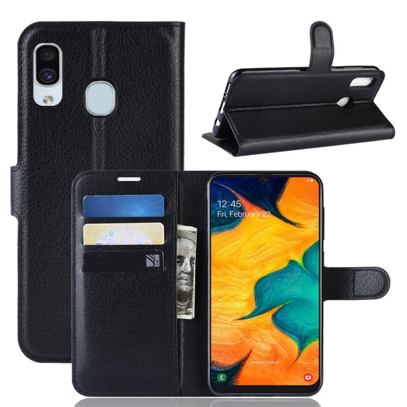 Etui Folio Samsung Galaxy A30 Biały Czarny Klasyczny Etui Ochronne