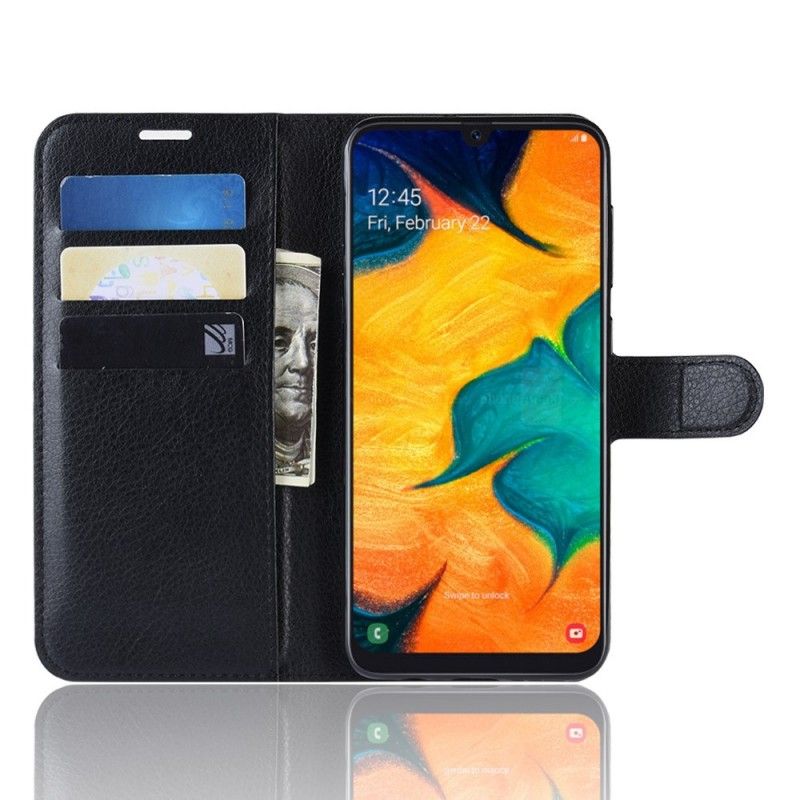 Etui Folio Samsung Galaxy A30 Biały Czarny Klasyczny Etui Ochronne