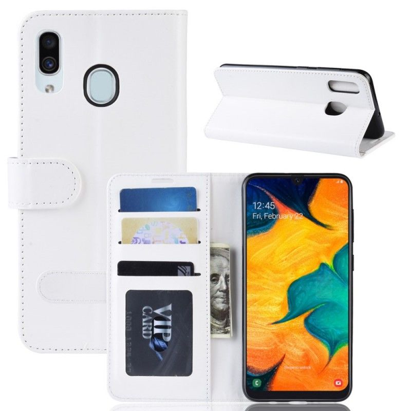 Etui Folio Samsung Galaxy A30 Biały Czarny Ultra Sztuczna Skóra Etui Ochronne