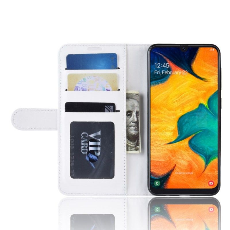 Etui Folio Samsung Galaxy A30 Biały Czarny Ultra Sztuczna Skóra Etui Ochronne