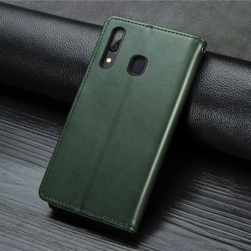 Etui Folio Samsung Galaxy A30 Czerwony Czarny Biznesowy Styl Skóry